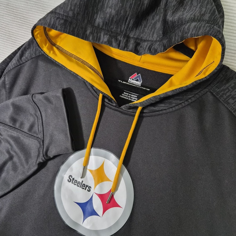 Majestic Pittsburgh Steelers Hoodie Men's 2XL Black Therma Base NFL Pullover...